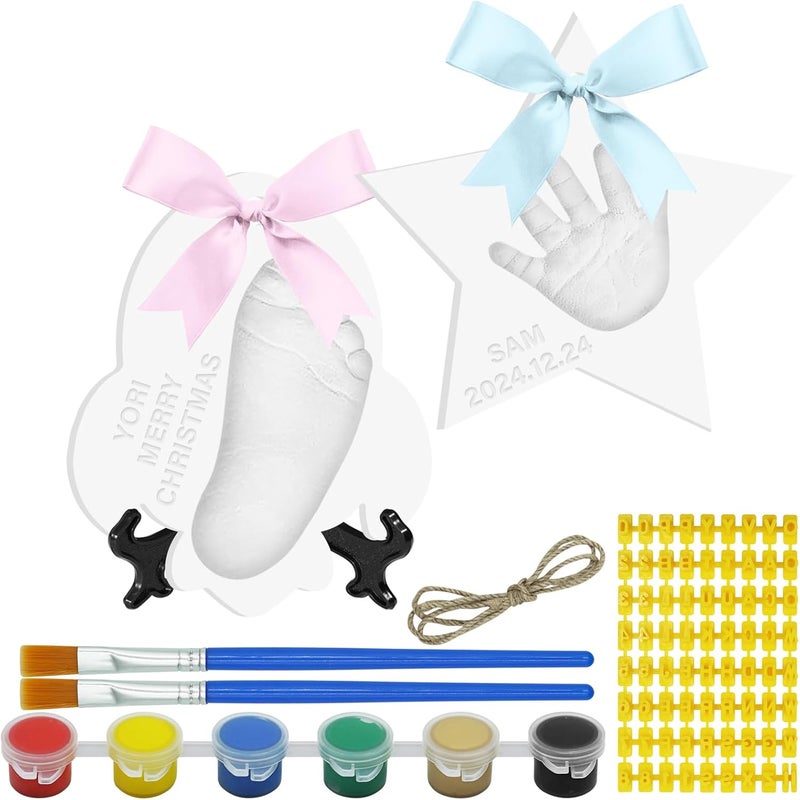 kimitimi Baby Handprint Footprint Keepsake Ornament Kit, Personalized Baby Foot Printing Kit for Newborn Clay Impression Handmade DIY Imagination to Create - Image 1